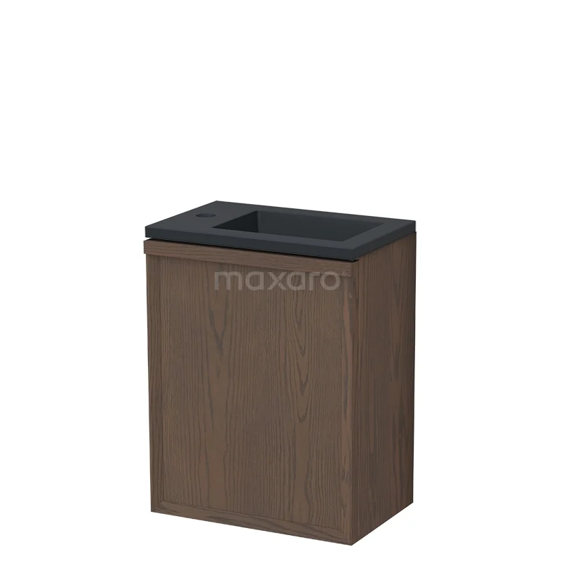Toilet furniture with basins TMW10-00911 Houten badkamerkast met donkere waskom, compact modern ontwerp, ideaal voor kleine badkamers.