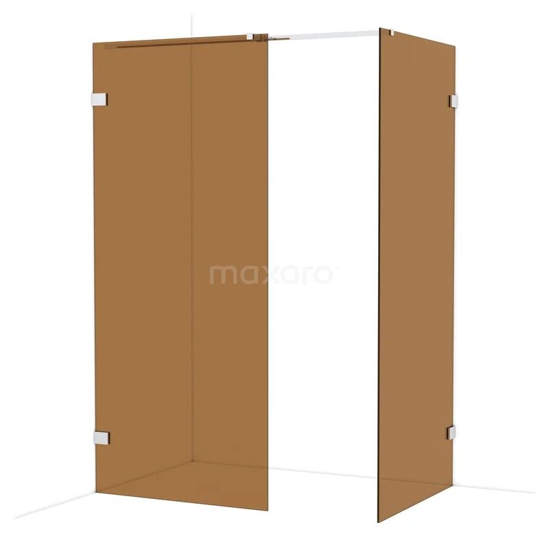 Diamond Walk-in shower | 90x90 cm Chrome Bronze glass 2 fixed walls IDB0909329C Brown folding shower screen with corner hinged doors, ideal for a stylish and space-saving bathroom design.