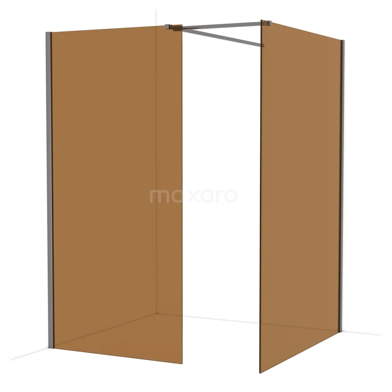 Diamond begehbare Dusche | 140x100 cm Schwarzes Metall 2 feste Wände IDB1014519ZM Duschwand Bronseglas, Eckaufstellung mit scharfem Schwarz Rahmen, ideal für einen modernen Badezimmerstil.