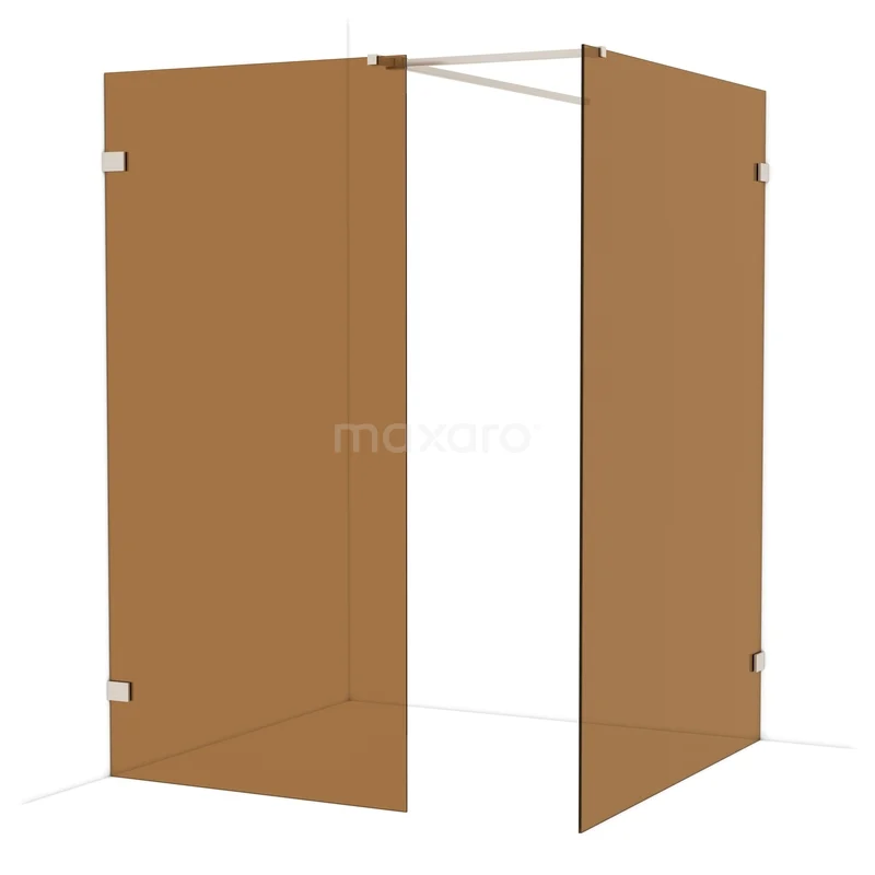 Diamond Inloopdouche | 140x100 cm Rvs Bronsglas 2 vaste wanden IDB1014529BR Bruin douchepaneel met hoekopstelling, minimalistisch design, ideaal voor luxe badkamers. Gemaakt van stevig materiaal.