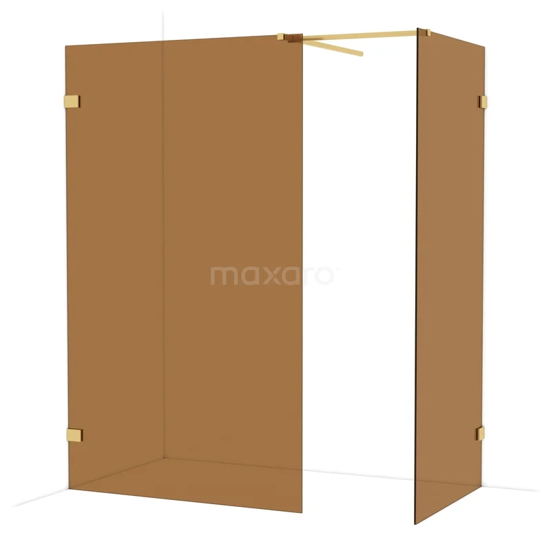 Diamond Walk-in shower | 120x90 cm Gold Bronze glass 2 fixed walls IDB1209529GG Bronze glass shower wall with golden accents, modern design, ideal for stylish bathroom decor.
