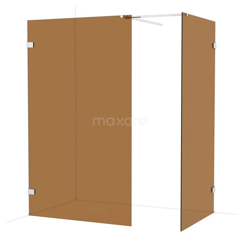 Diamond Walk-in shower | 120x100 cm Chrome Bronsglas 2 fixed walls IDB1210529C Bruine douchewand van gehard glas met matte afwerking, moderne vormgeving, ideaal voor een stijlvolle badkamer inrichting.