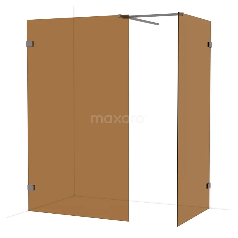 Diamant Begehbare Dusche IDB1210529ZM Freistehende Duschwand in amberfarbenem Glas, minimalistisches Design, ideal als stilvolle Ergänzung zu einem modernen Badezimmer.