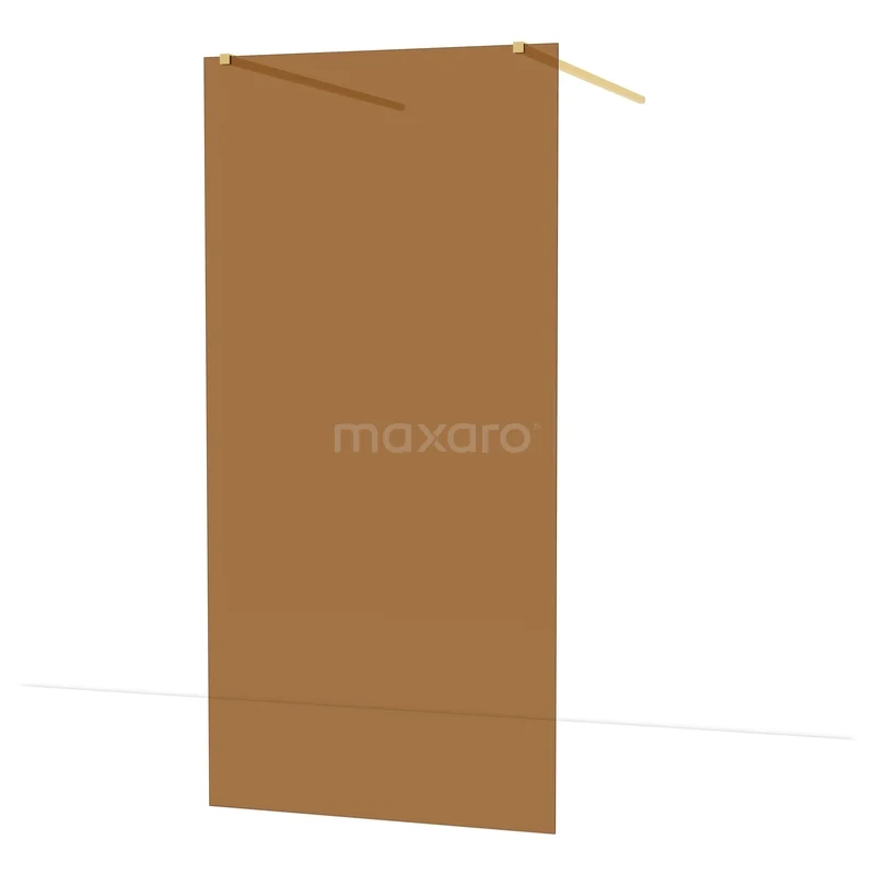 Diamond Walk-in shower | 100 cm Gold Bronze glass Free-standing wall IDF1089GG Brown glass shower wall with gold profiles, modern design, ideal for a stylish bathroom decor.