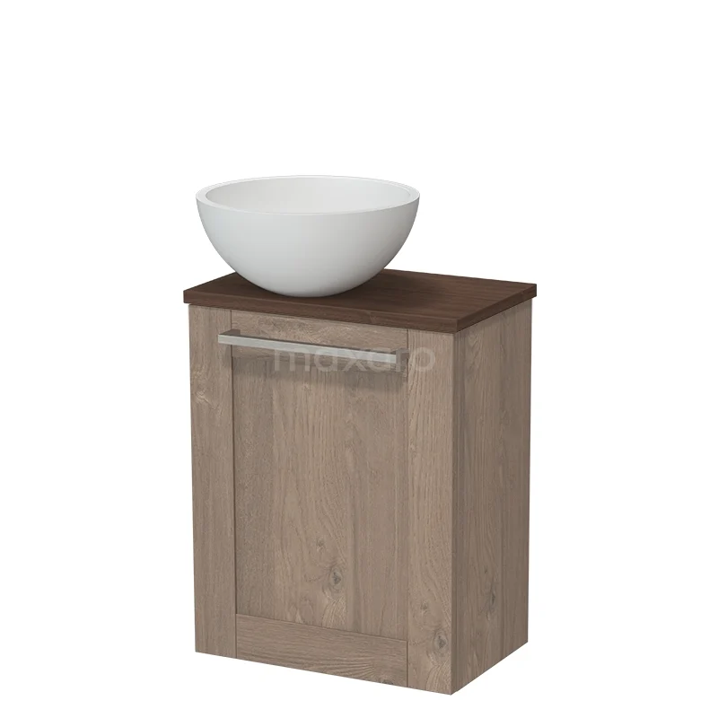 Toilet furniture with countertop wash basins TMK10-17933 Badkamermeubel hout met witte wastafelkom, compact design en moderne uitstraling voor stijlvol badkamerinterieur.