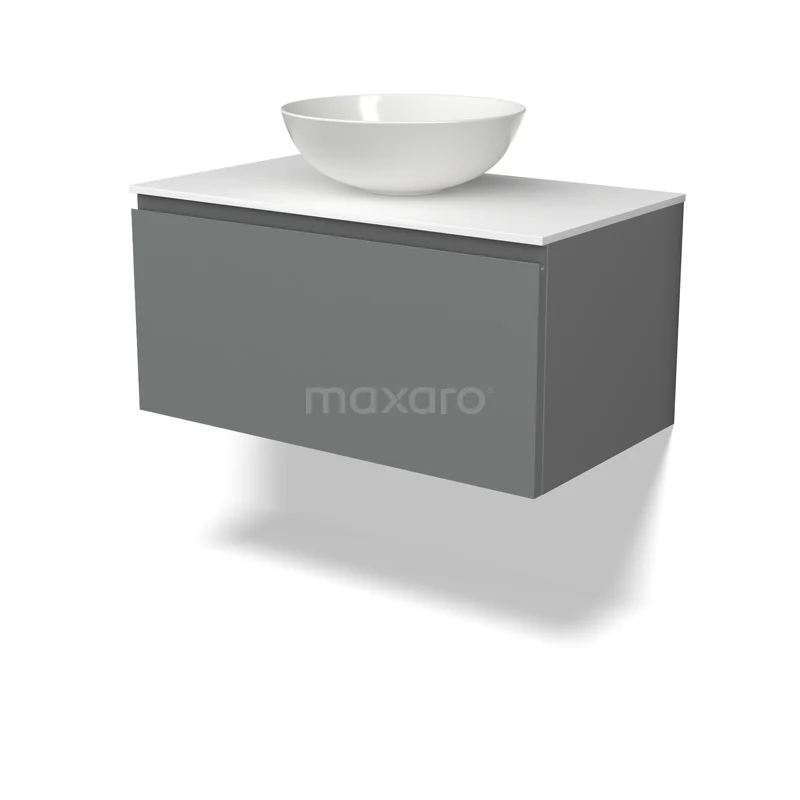 Modulo Plato Badkamermeubel voor waskom | 80 cm Middengrijs Greeploos front Solid surface blad 1 lade BMK11-03119 Modulo Plato Badkamermeubel voor waskom | 80 cm Middengrijs Greeploos front Solid surface blad 1 lade BMK11-03119