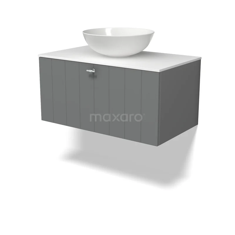Modulo Plato Badkamermeubel voor waskom | 80 cm Middengrijs Lamel front Solid surface blad 1 lade BMK11-03118 Modulo Plato Badkamermeubel voor waskom | 80 cm Middengrijs Lamel front Solid surface blad 1 lade BMK11-03118
