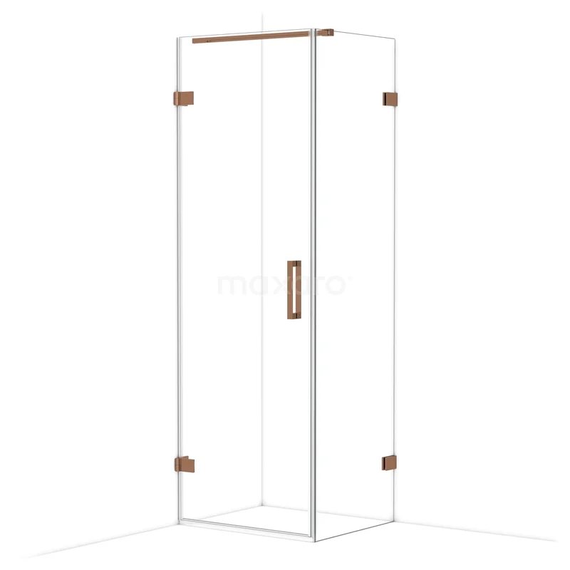 Diamond Shower enclosure | 70x60 cm Shiny copper Clear glass Pivot door Rectangle CDA210706120GKP Glazen douchecabine met koperen accenten, hoekmodel geschikt voor moderne badkamers.