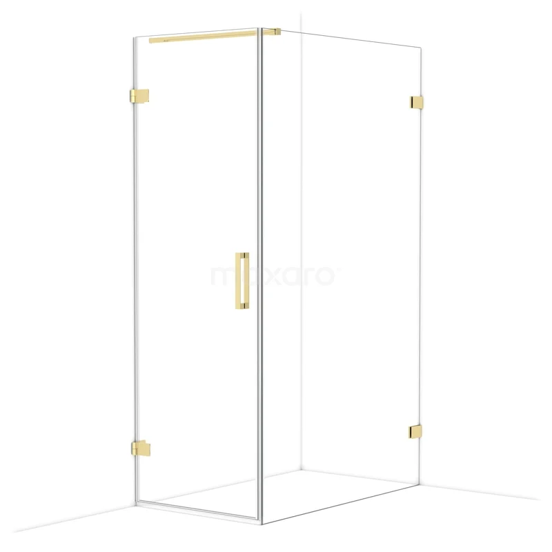 Diamond Shower enclosure | 120x70 cm Glossy light gold Clear glass Pivot door Rectangle CDA210712120GLG Glazen hoekdouchecabine met goudkleurige accenten, moderne uitstraling, ideaal voor stijlvol gebruik in de badkamer.