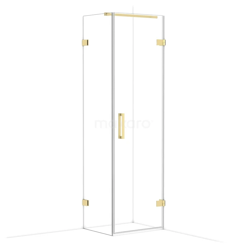Diamond Shower enclosure | 60x50 cm Light gold Clear glass Pivot door Rectangle CDA220605120LG Glazen douchecabine met goudkleurige accenten, minimalistisch ontwerp; perfect voor een moderne badkamer.