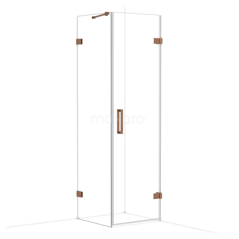 Diamond Shower enclosure | 60x60 cm Glanzend koper Clear glass Pivot door Square CDA220606220GKP