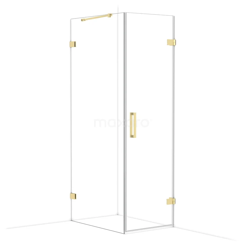 Diamond Shower enclosure | 90x60 cm Glanzend lichtgoud Clear glass Pivot door Rectangle CDA220609220GLG
