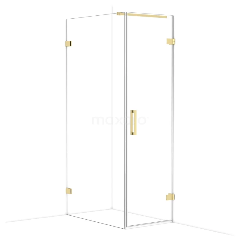 Diamond Shower enclosure | 100x60 cm Light gold Clear glass Pivot door Rectangle CDA220610120LG Strakke glazen douchecabine met gouden accenten, modern ontwerp voor een luxe badkamer.