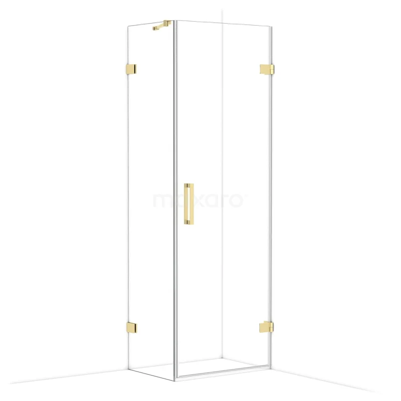 Diamond Shower cabin | 70x50 cm Shiny light gold Clear glass Pivot door Rectangle CDA220705220GLG Shower cabin glass with gold-coloured details, corner model, modern design. Perfect for a stylish bathroom decor.