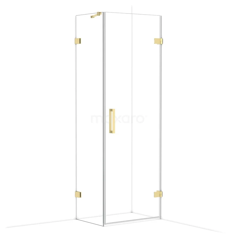 Diamond Shower cabin | 70x50 cm Light gold Clear glass Pivot door Rectangle CDA220705220LG Glass shower cabin with gold accents, corner model with hinged door, ideal for a stylish bathroom.