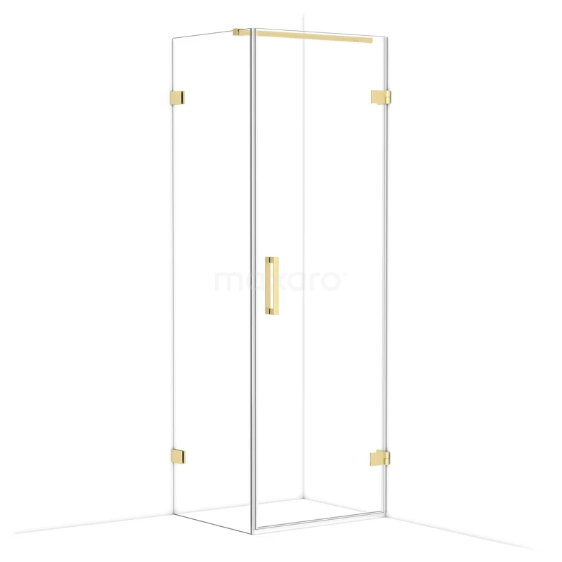 Diamond Shower enclosure | 70x60 cm Light gold Clear glass Pivot door Rectangle CDA220706120LG Glazen douchecabine met gouden accenten, strak design en moderne uitstraling voor een stijlvolle badkamer.
