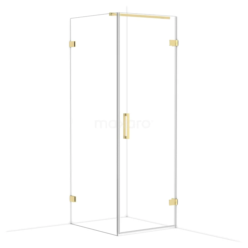 Diamond Shower enclosure | 80x70 cm Light gold Clear glass Pivot door Rectangle CDA220708120LG Glazen douchecabine met goudkleurige accenten, hoekmodel, minimalistisch design; perfect voor een stijlvolle badkamer.
