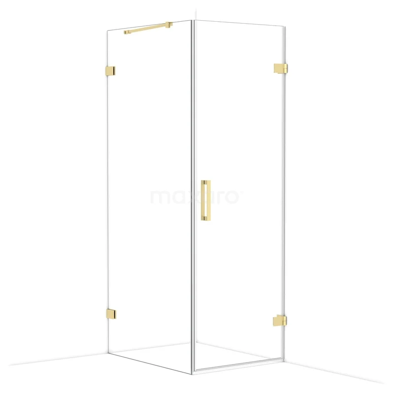 Diamond Shower enclosure | 90x70 cm Light gold Clear glass Pivot door Rectangle CDA220709220LG Glazen douchecabine met goudkleurige beslag, vierkant design, perfect voor een luxe badkamerstijl.