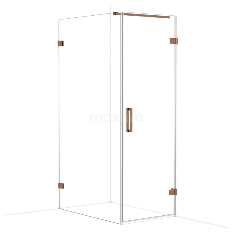 Diamond Shower enclosure | 110x70 cm Shiny copper Clear glass Pivot door Rectangle CDA220711120GKP Glazen douchecabine met hoekinstap, vierkant design en bronskleurige accenten, ideaal voor een stijlvolle badkamerinrichting.
