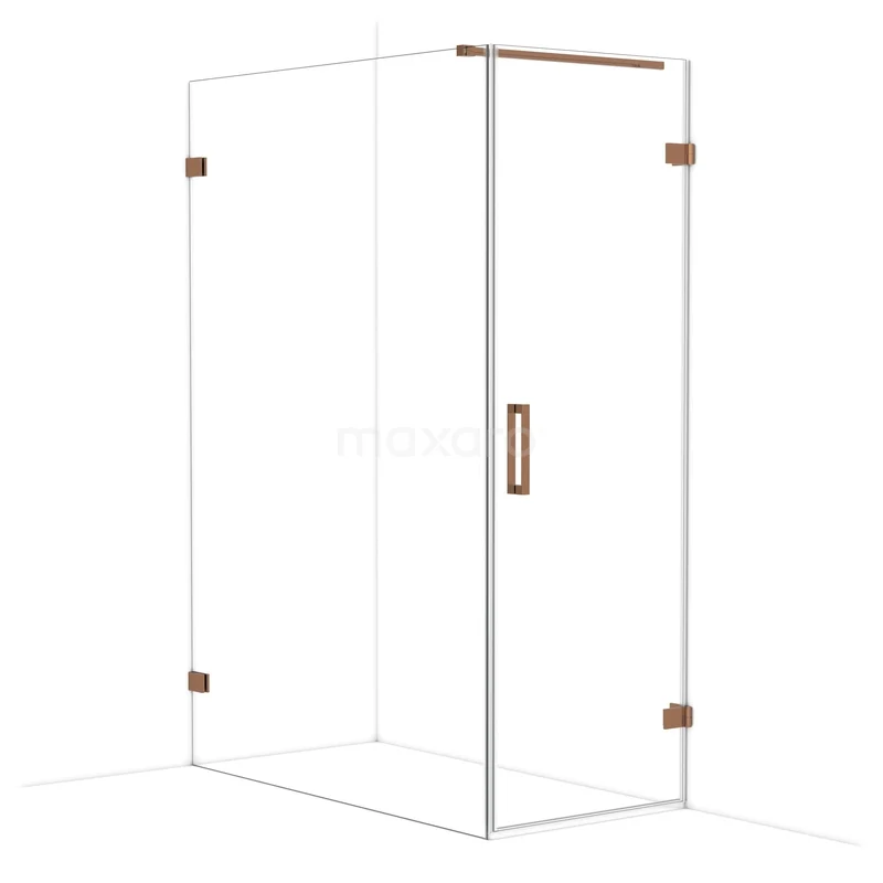 Diamond Douchecabine | 140x70 cm Glanzend koper Helder glas Draaideur Rechthoek CDA220714120GKP