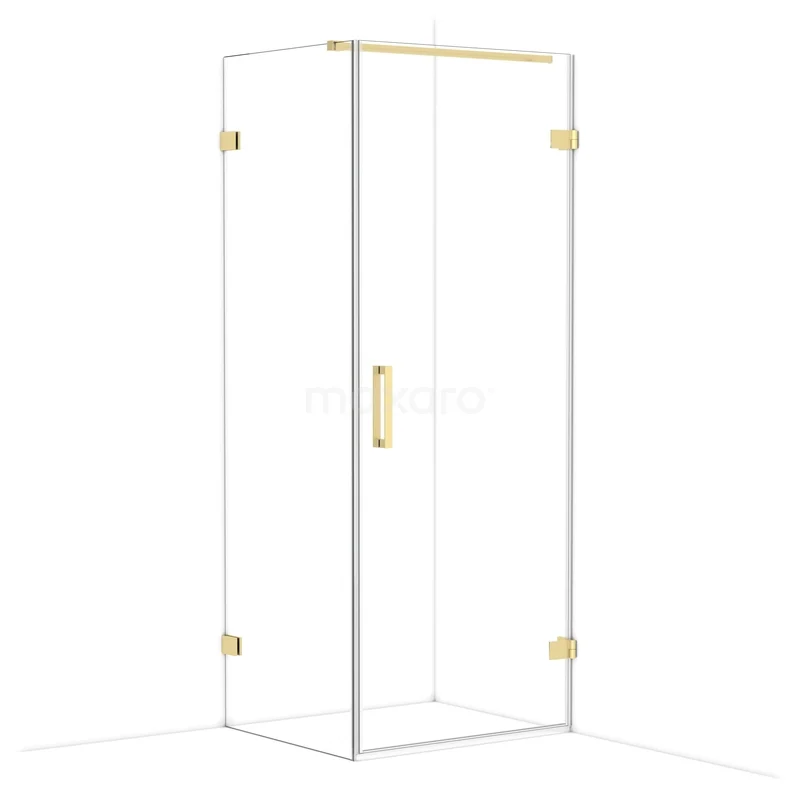 Diamond Shower enclosure | 80x70 cm Light gold Clear glass Pivot door Rectangle CDA220807120LG Glazen douchecabine met goudkleurige details, draaideur en strak design, ideaal voor luxe badkamers.