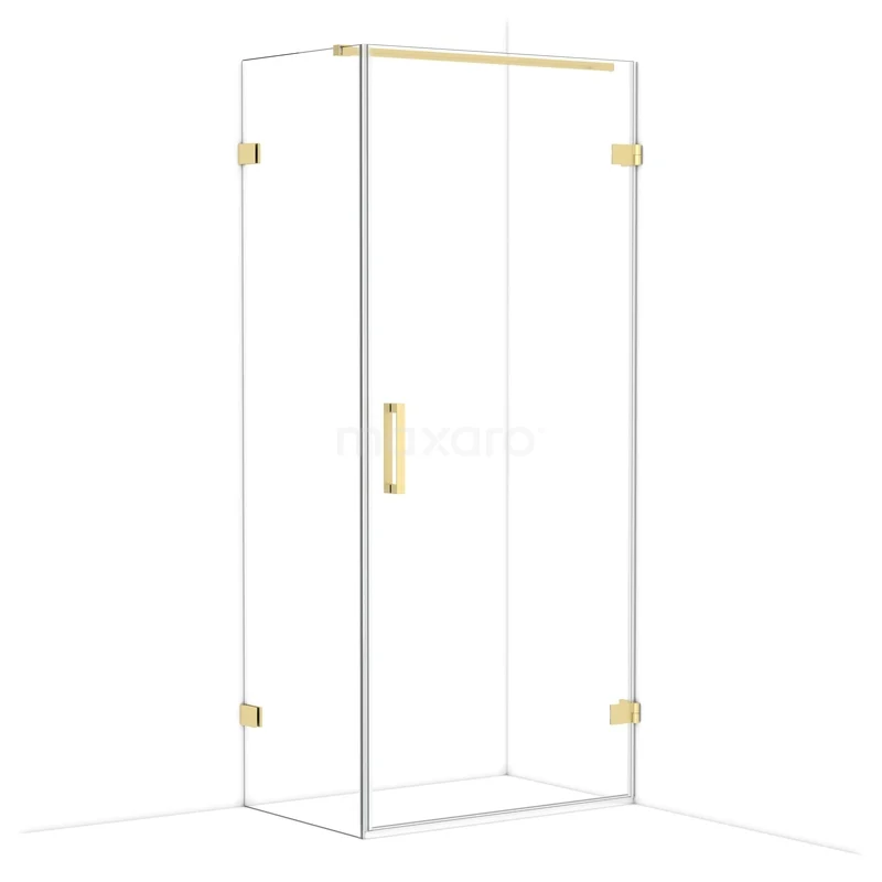 Diamond Shower cabin | 90x60 cm Light gold Clear glass Pivot door Rectangle CDA220906120LG Glass shower cabin with golden accents, rectangular design, perfect for a modern bathroom interior.