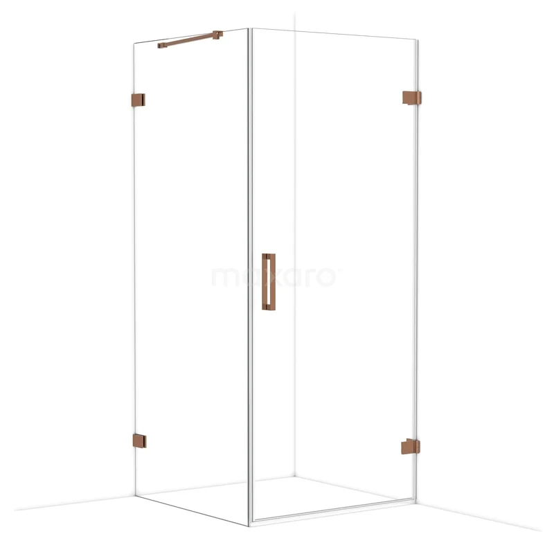 Diamond Douchecabine | 90x90 cm Glanzend koper Helder glas Draaideur Vierkant CDA220909220GKP