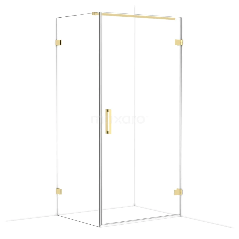 Diamond Shower enclosure | 100x80 cm Light gold Clear glass Pivot door Rectangle CDA221008120LG Glazen douchecabine met gouden details, rechthoekig ontwerp voor luxe badkamerstijl.