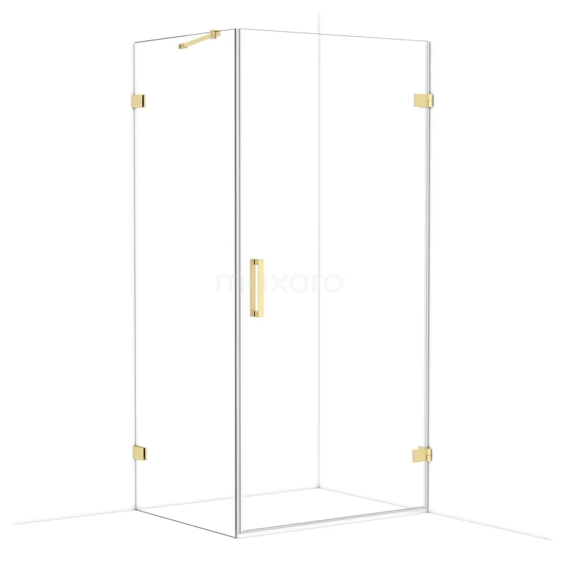 Diamond Douchecabine | 100x80 cm Lichtgoud Helder glas Draaideur Rechthoek CDA221008220LG