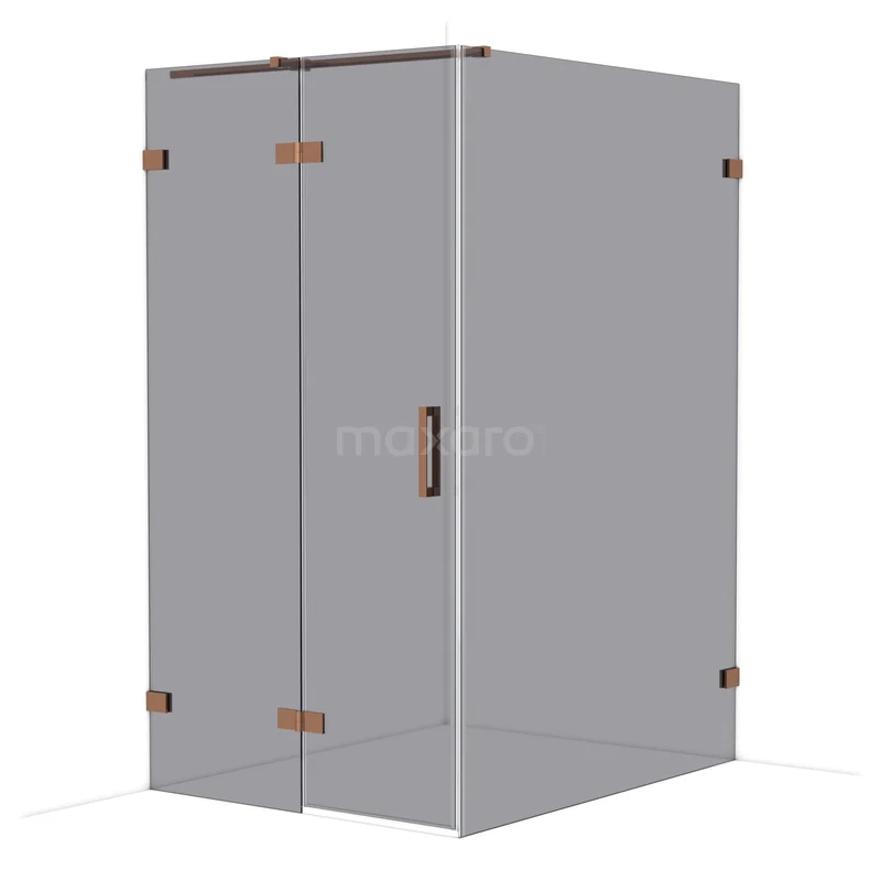 Diamond Douchecabine | 140x110 cm Glanzend koper Rookglas Draaideur Rechthoek CDB216514321GKP Diamond Douchecabine | 140x110 cm Glanzend koper Rookglas Draaideur Rechthoek CDB216514321GKP