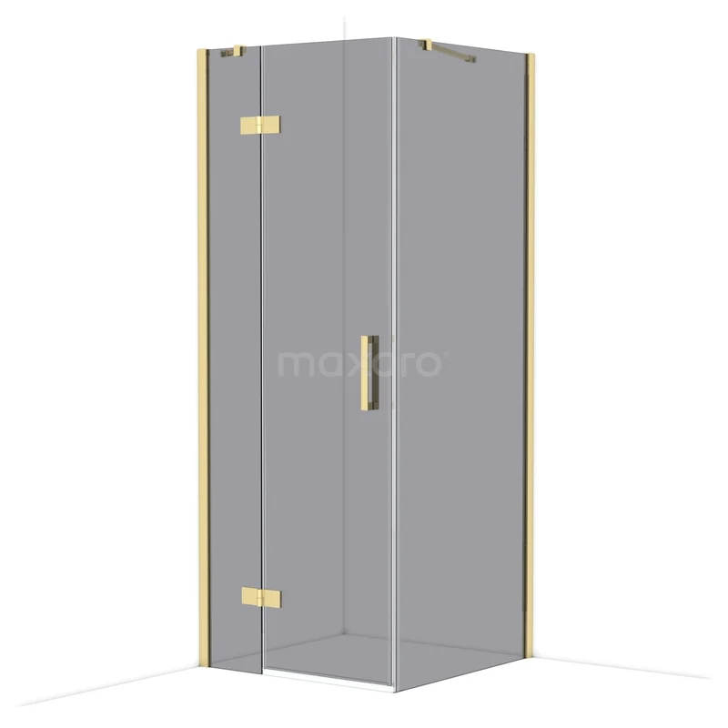 Diamond Douchecabine | 80x80 cm Glanzend lichtgoud Rookglas Draaideur Vierkant CDB213508411GLG