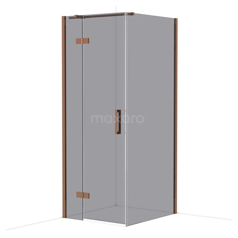 Diamond Douchecabine | 90x80 cm Glanzend koper Rookglas Draaideur Rechthoek CDB213509311GKP