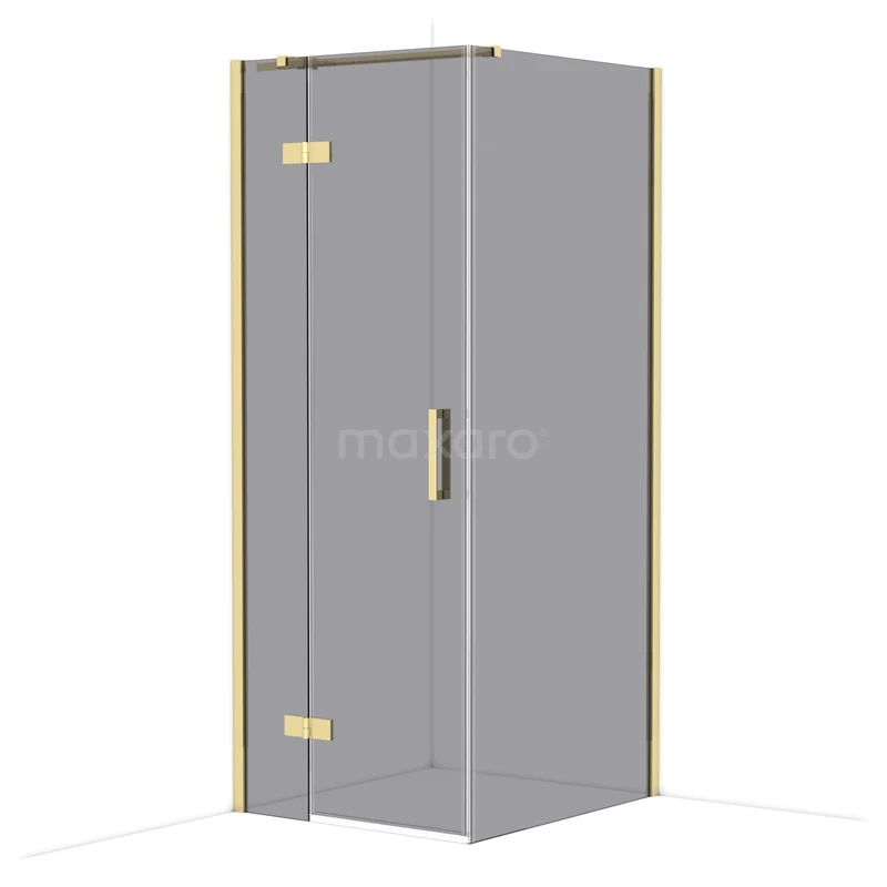 Duschkabine Diamond CDB213509311GLG Goldene Eck-Duschkabine mit Glaswänden und zentraler Tür, luxuriöse Ausführung für ein modernes Badezimmer.