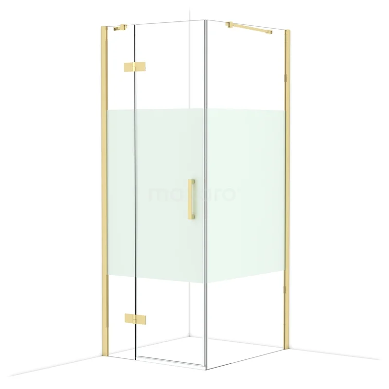 Diamond Douchecabine | 90x80 cm Glanzend lichtgoud Helder met matte strook Draaideur Rechthoek CDB213509413GLG Diamond Douchecabine | 90x80 cm Glanzend lichtgoud Helder met matte strook Draaideur Rechthoek CDB213509413GLG