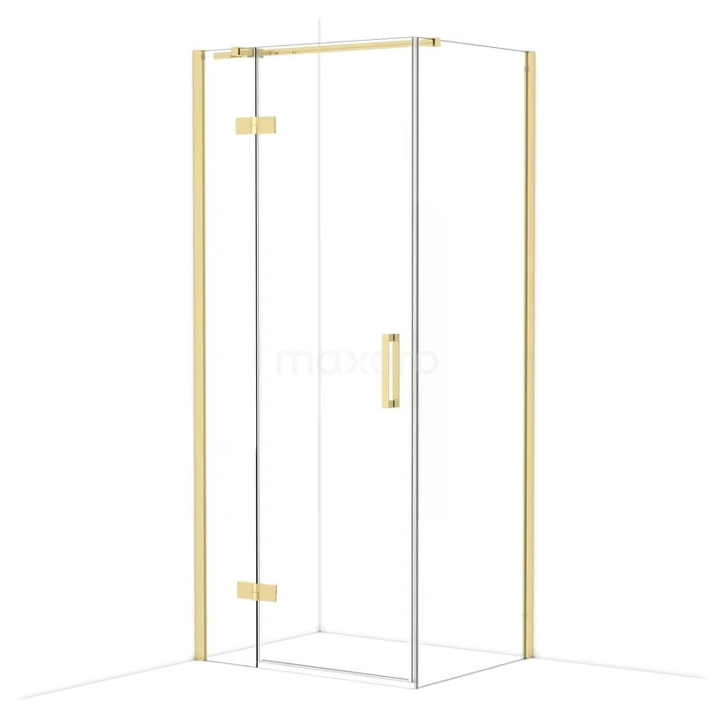 Diamond Douchecabine | 90x70 cm Glanzend lichtgoud Helder glas Draaideur Rechthoek CDB213607310GLG