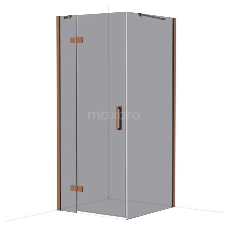 Diamond Douchecabine | 90x90 cm Glanzend koper Rookglas Draaideur Vierkant CDB213609411GKP