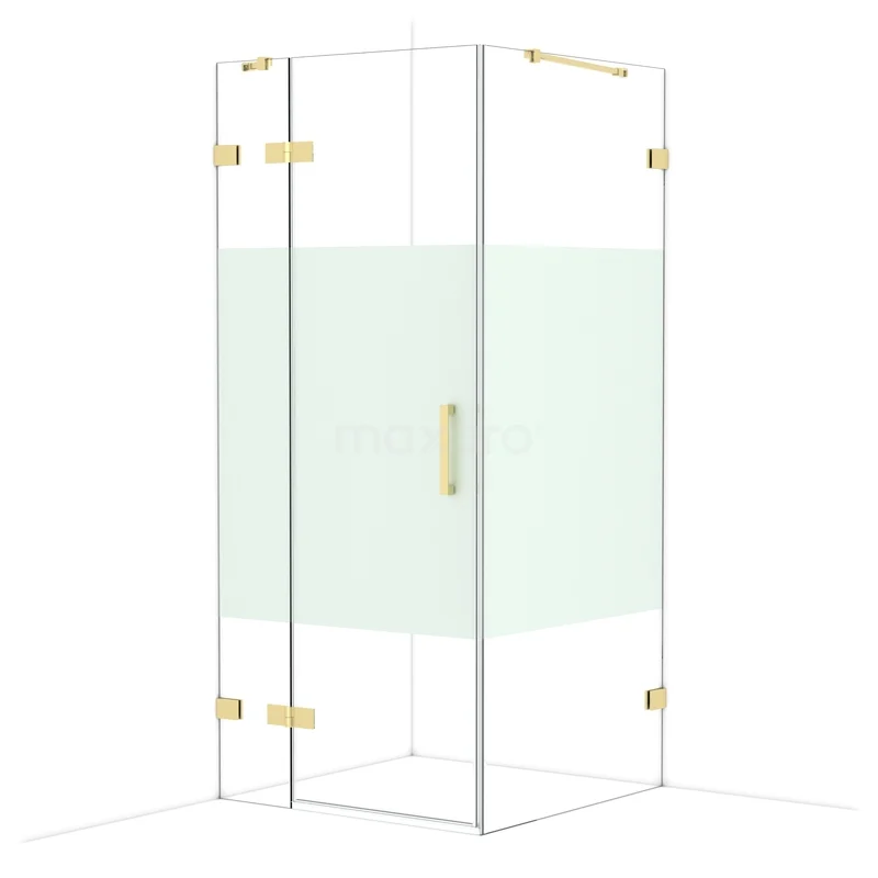 Diamond Douchecabine | 90x90 cm Glanzend lichtgoud Helder met matte strook Draaideur Vierkant CDB213609423GLG Diamond Douchecabine | 90x90 cm Glanzend lichtgoud Helder met matte strook Draaideur Vierkant CDB213609423GLG