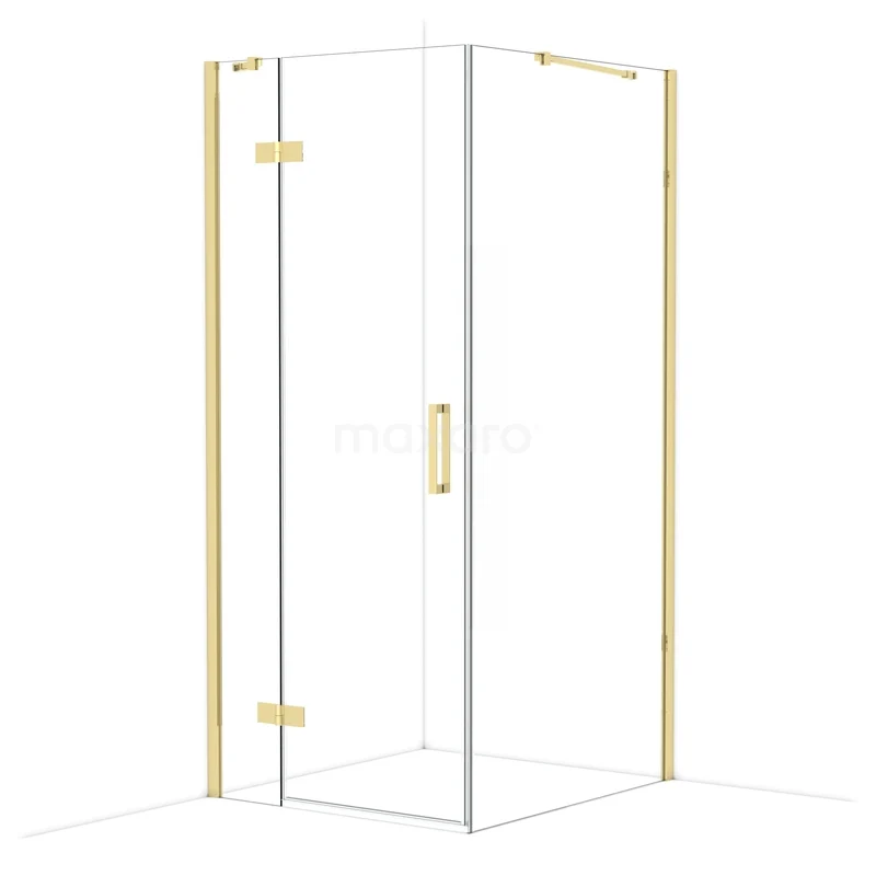 Diamond Douchecabine | 100x90 cm Glanzend lichtgoud Helder glas Draaideur Rechthoek CDB213610410GLG