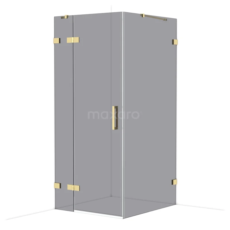 Duschkabine Diamond CDB213610421GLG Graue Duschkabine mit goldfarbenen Scharnieren und Haltegriff, elegantes Design, ideal für moderne Bäder.