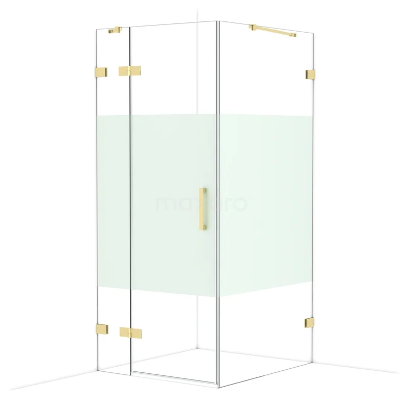 Diamond Douchecabine | 100x90 cm Glanzend lichtgoud Helder met matte strook Draaideur Rechthoek CDB213610423GLG Diamond Douchecabine | 100x90 cm Glanzend lichtgoud Helder met matte strook Draaideur Rechthoek CDB213610423GLG
