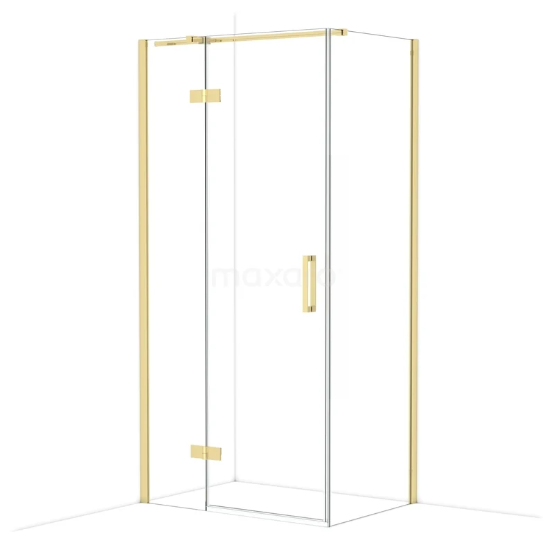 Diamond Douchecabine | 100x70 cm Glanzend lichtgoud Helder glas Draaideur Rechthoek CDB214607310GLG