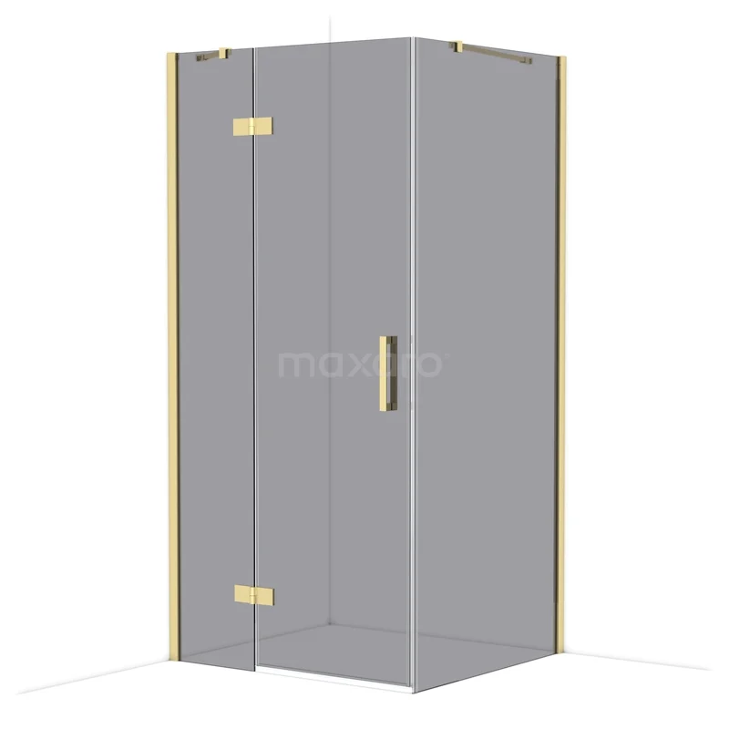 Diamond Douchecabine | 100x90 cm Glanzend lichtgoud Rookglas Draaideur Rechthoek CDB214609411GLG