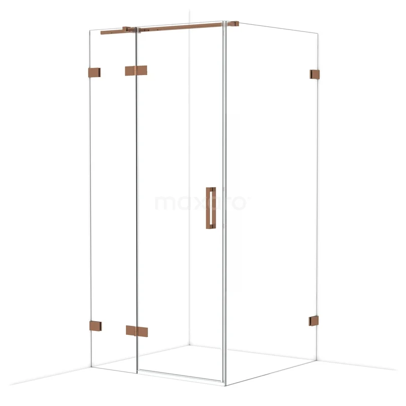 Diamond Douchecabine | 100x100 cm Glanzend koper Helder glas Draaideur Vierkant CDB214610320GKP