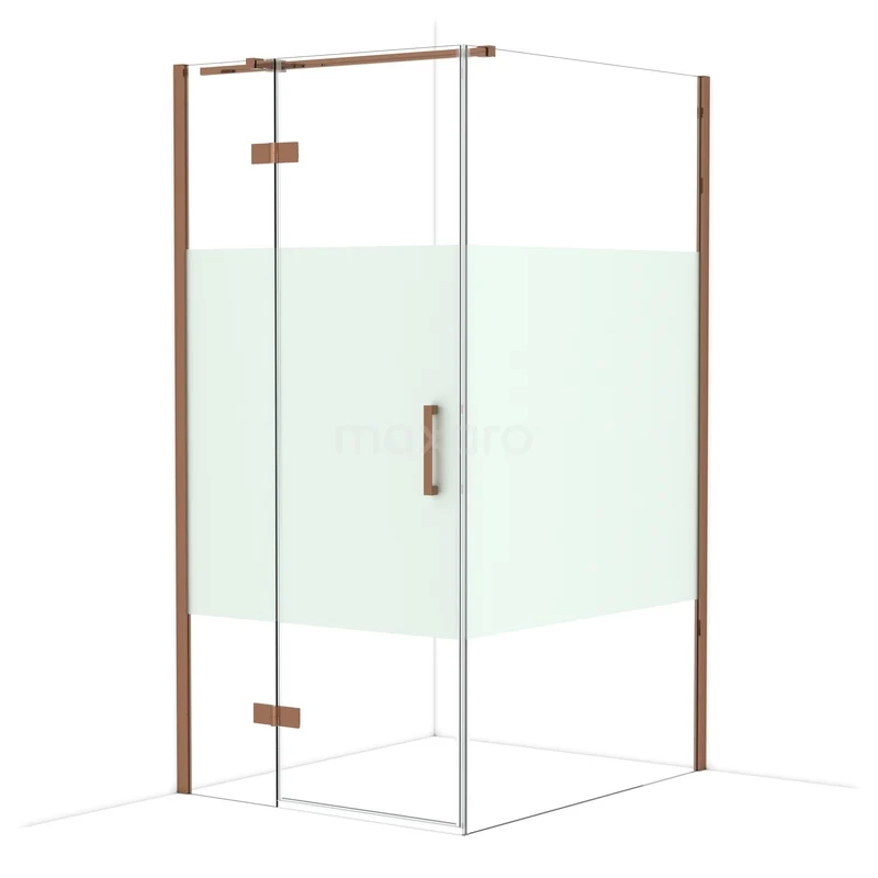 Diamond Douchecabine | 120x100 cm Glanzend koper Helder met matte strook Draaideur Rechthoek CDB214612313GKP Diamond Douchecabine | 120x100 cm Glanzend koper Helder met matte strook Draaideur Rechthoek CDB214612313GKP