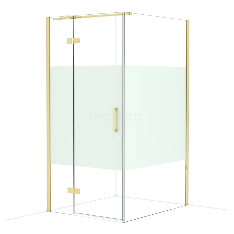 Diamond Douchecabine | 120x100 cm Glanzend lichtgoud Helder met matte strook Draaideur Rechthoek CDB214612313GLG Diamond Douchecabine | 120x100 cm Glanzend lichtgoud Helder met matte strook Draaideur Rechthoek CDB214612313GLG