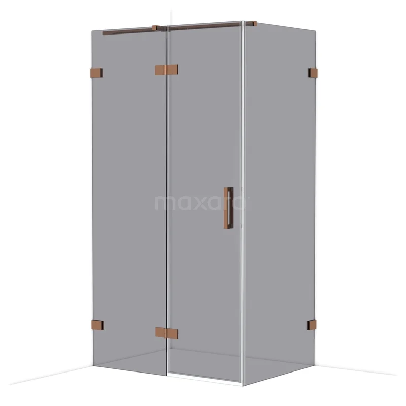 Diamond Douchecabine | 110x80 cm Glanzend koper Rookglas Draaideur Rechthoek CDB216508321GKP