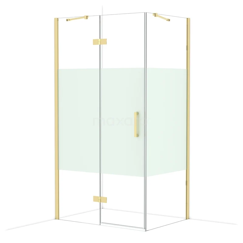 Diamond Douchecabine | 110x80 cm Glanzend lichtgoud Helder met matte strook Draaideur Rechthoek CDB216508413GLG Diamond Douchecabine | 110x80 cm Glanzend lichtgoud Helder met matte strook Draaideur Rechthoek CDB216508413GLG