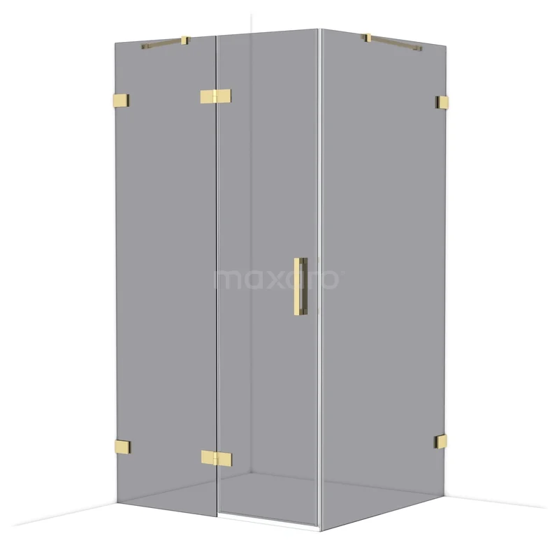 Diamond Douchecabine | 110x100 cm Glanzend lichtgoud Rookglas Draaideur Rechthoek CDB216510421GLG