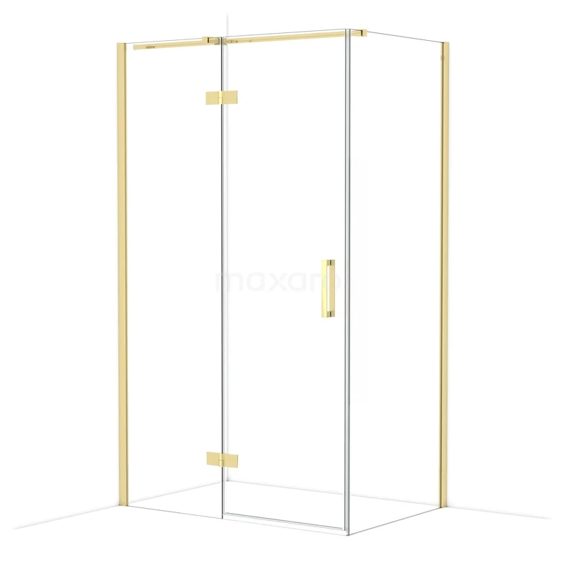 Diamond Douchecabine | 120x80 cm Glanzend lichtgoud Helder glas Draaideur Rechthoek CDB216608310GLG
