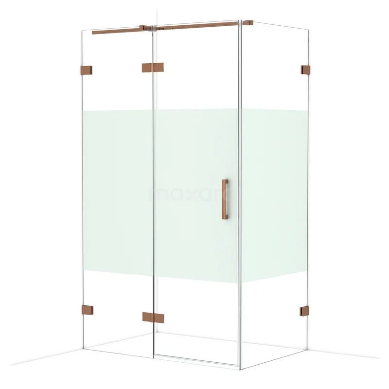 Diamond Douchecabine | 120x80 cm Glanzend koper Helder met matte strook Draaideur Rechthoek CDB216608323GKP Diamond Douchecabine | 120x80 cm Glanzend koper Helder met matte strook Draaideur Rechthoek CDB216608323GKP